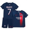 Virallinen Fanipaita + Shortsit Paris Saint-Germain 2023-24 Mbappé 7 Kotipelipaita - Lasten